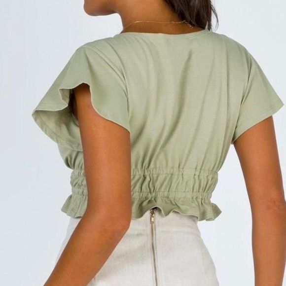 princess polly jamison reid crop top khaki green - Picture 2 of 3